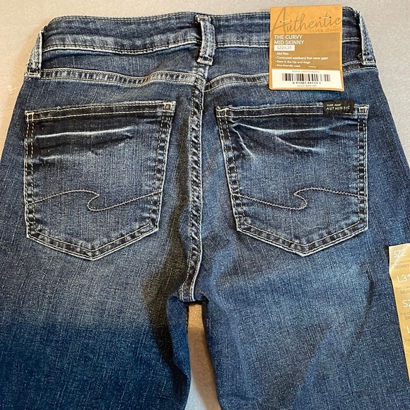 Silver Jeans Womens 2 Long The Curvy Mid Skinny Stretch Denim NEW - Picture 7 of 15